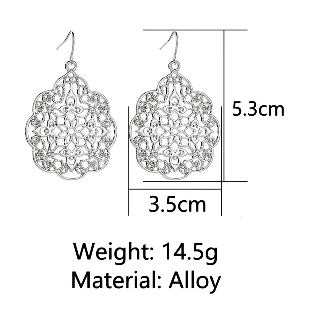 Silver Open Work Statement Drop Earrings - Picture 5 of 6